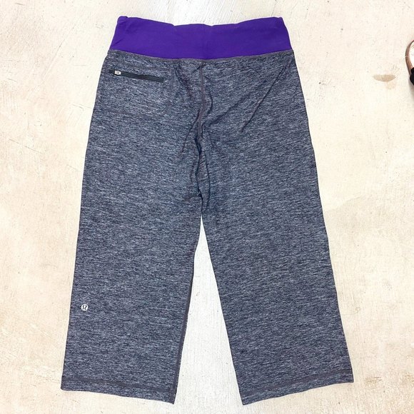 Lululemon Relaxed Fit Crop Purple / Heathered Black Sz 4 - Picture 2 of 10